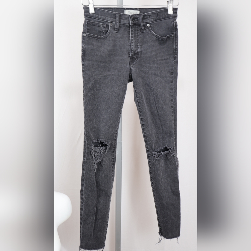 Madewell Distressed 9" High-Rise Black Skinny Jeans